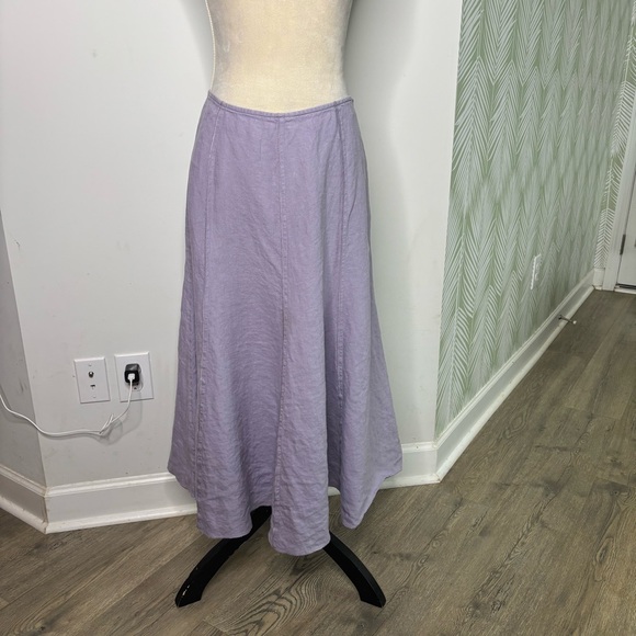 J. Jill Lavender 100% Linen Maxi Skirt Size 10 Lagenlook Bohemian - Picture 2 of 10